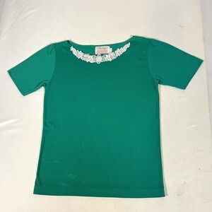 Vintage 70s Milkmaid Floral Applique Coquette Dainty Single Stitch Womens Top